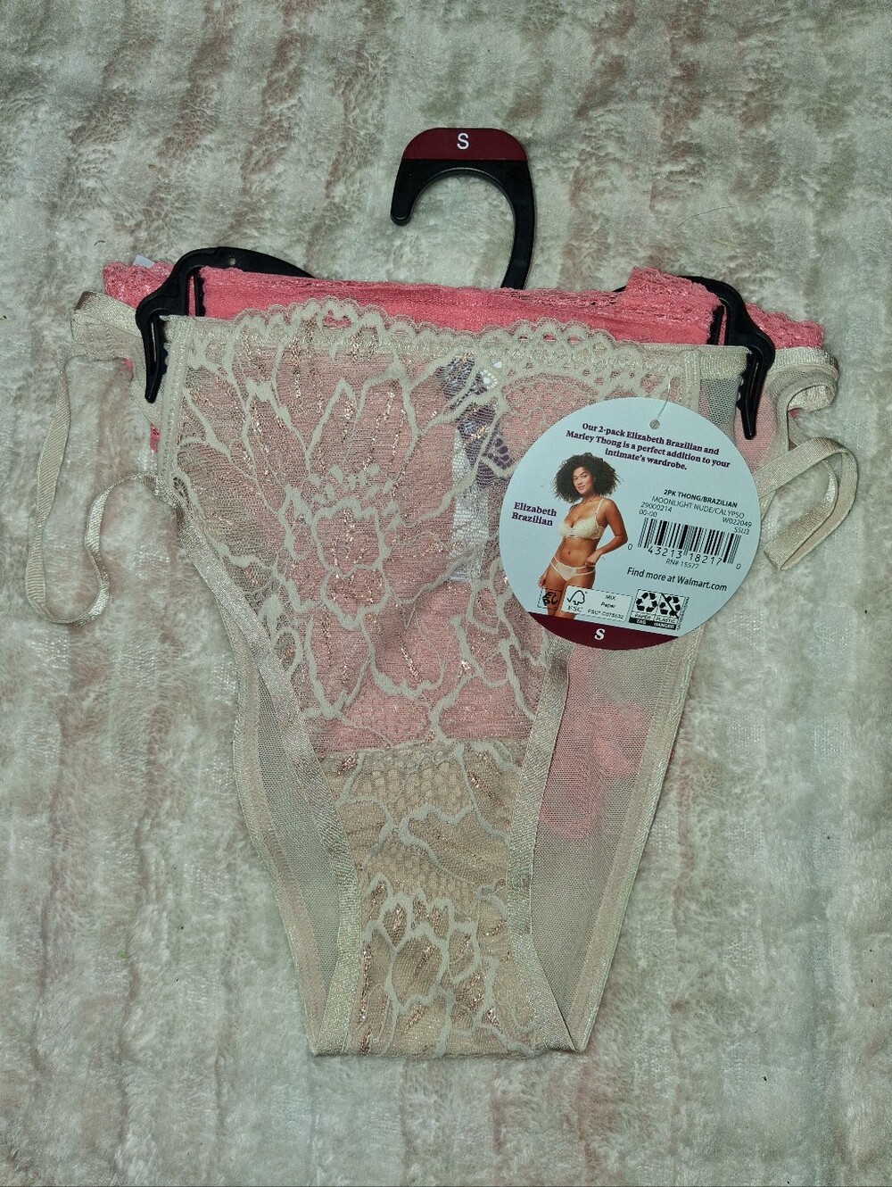 Adore Me Pink and Cream Lace Panty Set